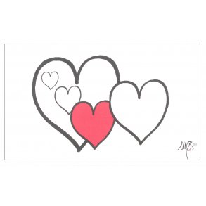 Lille hjertekort m/kuvert: HJERTER