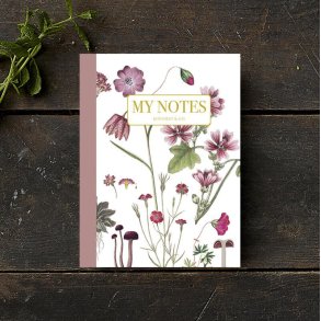 Noteshfte med rosa blomster
