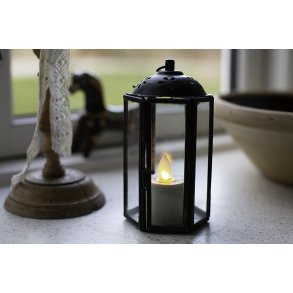 Lanterne mini sekskantet rund top m/mnster
